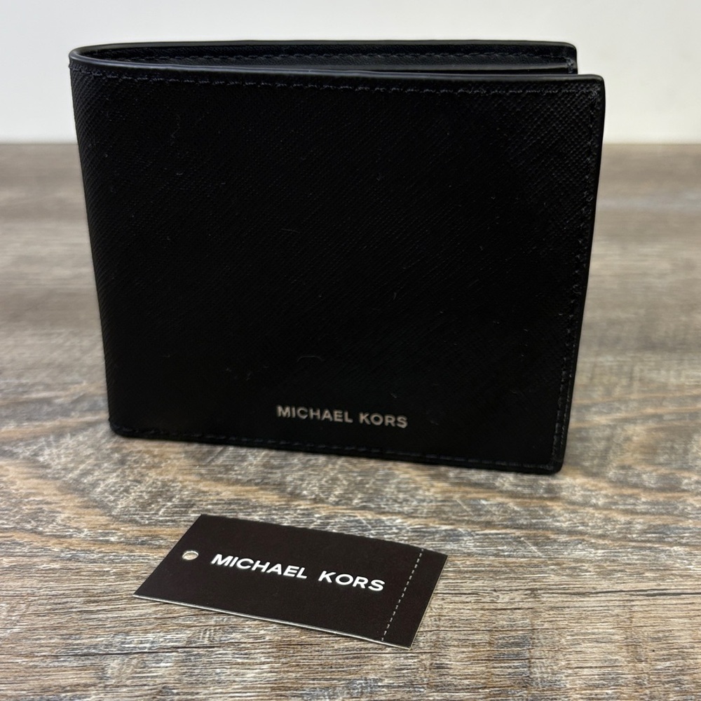 Michael Kors “Andy” Slim Billfold Wallet – Black Saffiano Leather – NWT